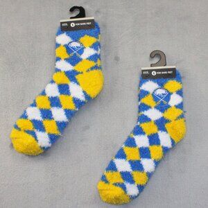 2 PACK Buffalo Sabres NHL109 Diamond Sleep Soft "Fuzzy/Cozy" Crew Socks Adult OS